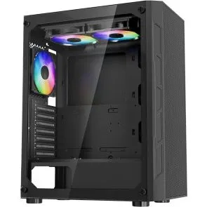 VEVOR Mid-Tower-Gehäuse mit Glasfront, 3x ARGB-Lüfter, für ATX/M-ATX/ITX