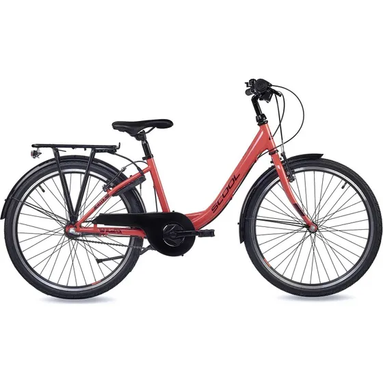 S'COOL chiX 24 Zoll Kinderfahrrad 3-Gang Pink/Dark Red ab 8 Jahre