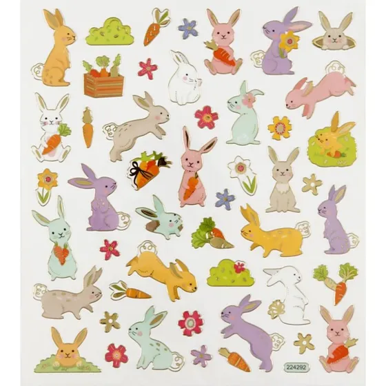 Osterhase Sticker, 1 Bogen, ca. 50 Stück, 15x16,5 cm