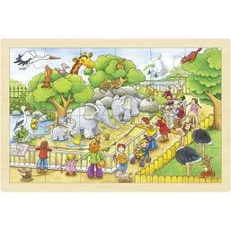 Goki Einlegepuzzle Zoobesuch, 24 Holzteile, 30 x 20 cm
