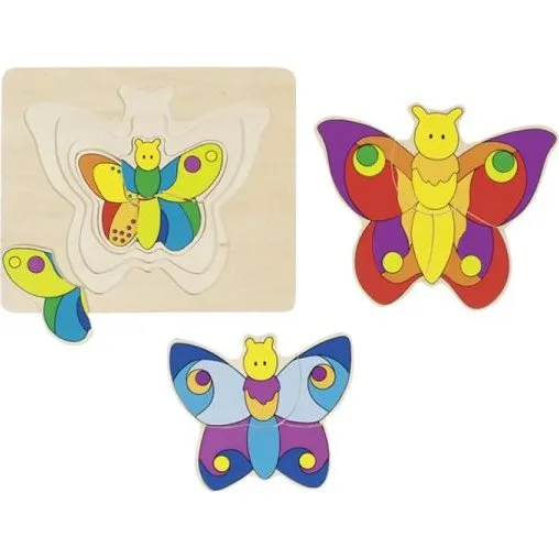 goki Schichtenpuzzle Schmetterling 11tlg, Holz, 4 Schichten
