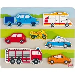 Goki Einlegepuzzle Auf der Straße – 7 Fahrzeuge, extra dick