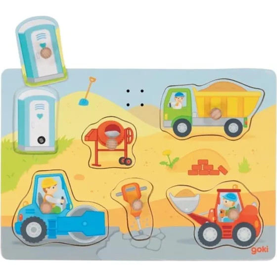 Goki Soundpuzzle Baustelle aus Holz ab 1 Jahr