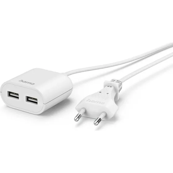 Hama USB-Netzteil 2,4 A, 2x USB-A, 1,9 m, Weiß