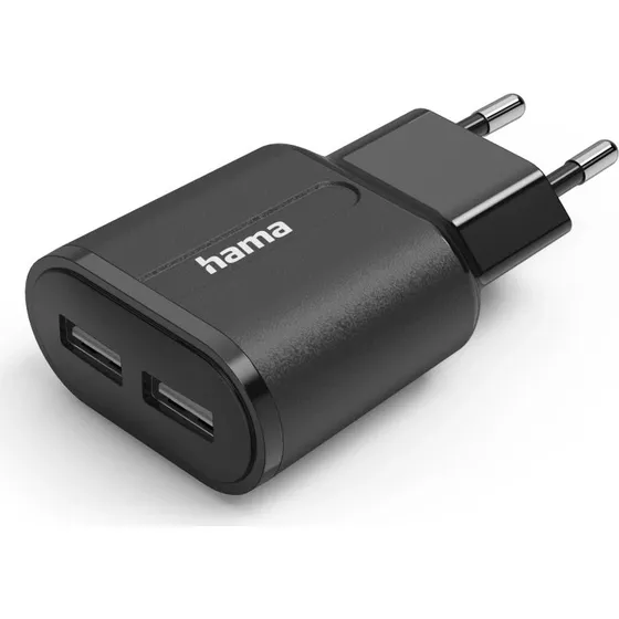 Hama Ladegerät 2x USB-A 12 W Schwarz