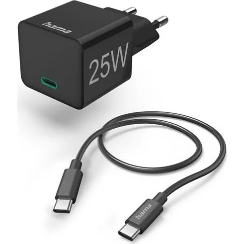 Hama 25W USB-C Schnellladegerät mit Kabel, schwarz