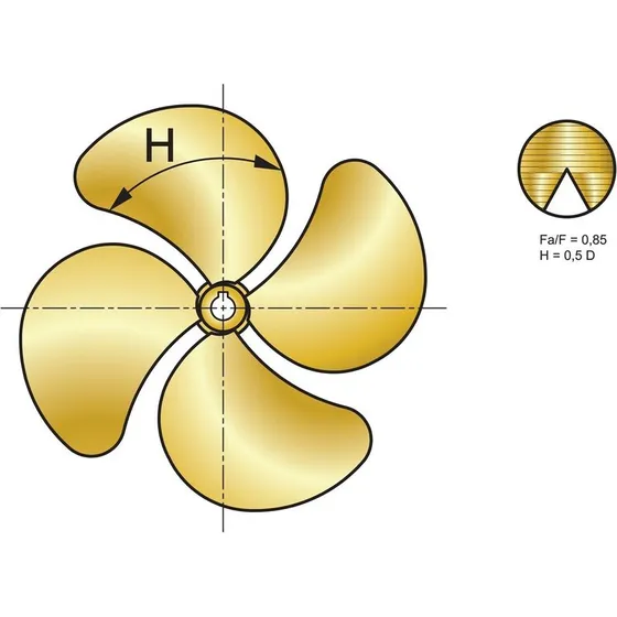 Vetus P4G Propeller 21'Ø, 26' Steigung, rechtsdrehend