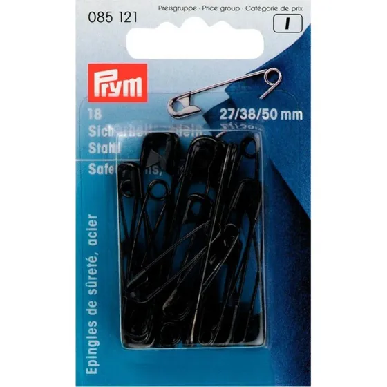 Prym Sicherheitsnadeln schwarz 27/38/50 mm, 18 Stck