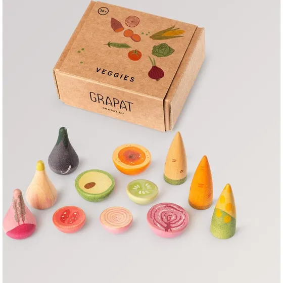 Grapat Veggies – 12 handbemalte Holzgemüse