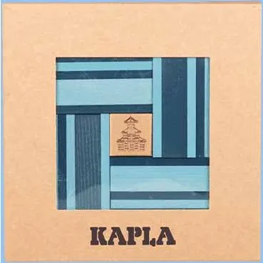 KAPLA 40 Holzbausteine blau + Buch & Farben Set