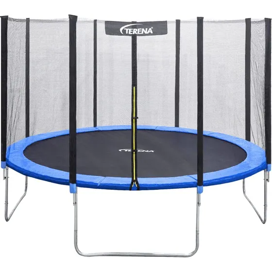 Terena® Trampolin 305 mit Sicherheitsnetz Grau/Blau, bis 150kg