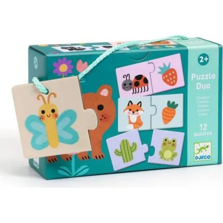 Djeco DUO Puzzle 12 Farben & Tiere