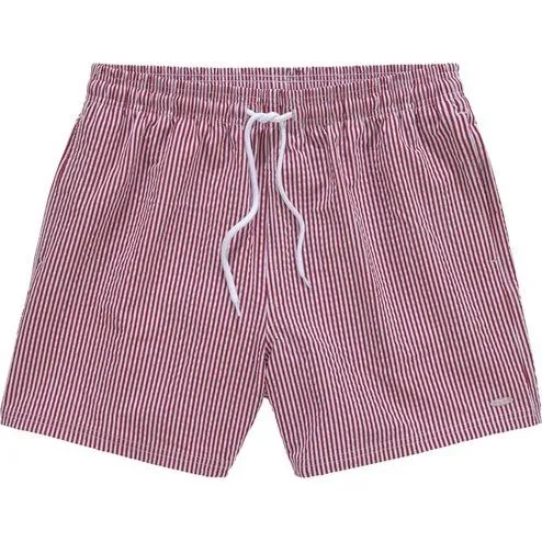 Venice Beach Badeshorts Seersucker-Effekt, rot, L