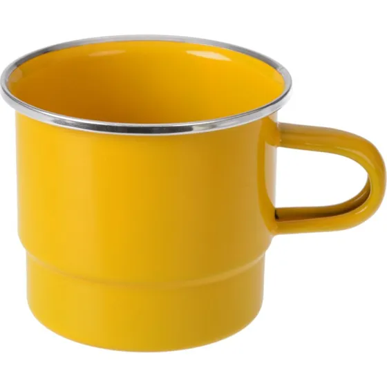 Emaille-Trinkbecher 300 ml gelb, stapelbar mit Henkel