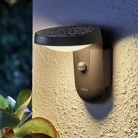 Philips Tyla LED-Wandleuchte Anthrazit mit Bewegungsmelder und Dämmerungssensor
