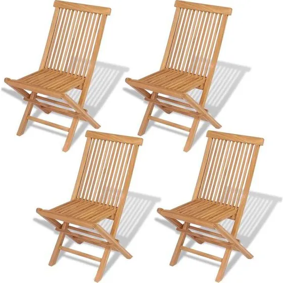 vidaXL Klappbare Gartenstühle 4er Set Teakholz 43040