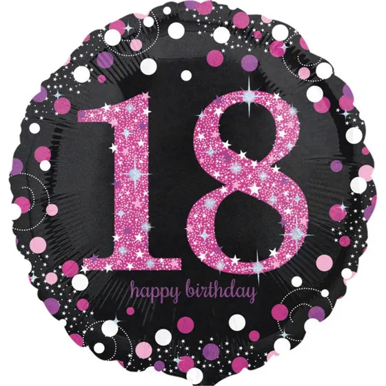 18 Happy Birthday Folienballon Pink 45 cm