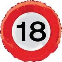 ABC18 Verkehrsschild 18 Folienballon 43 cm