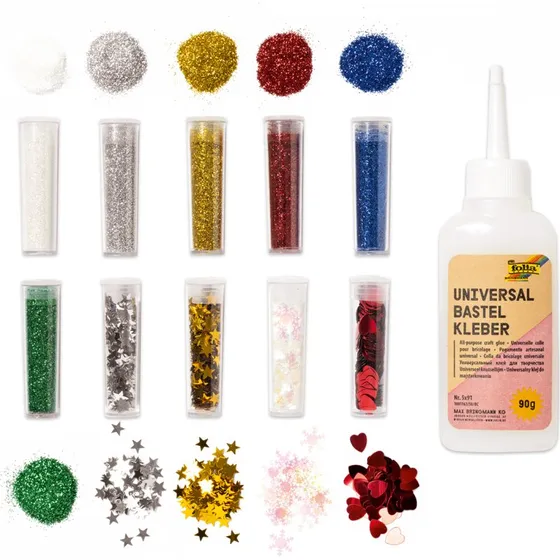 folia BIO Glitter- & Pailletten-Set Rainbow