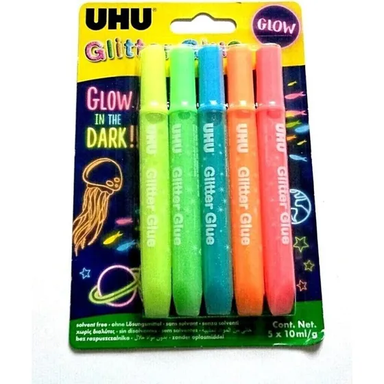 UHU Glitzerkleber Glow in the Dark 5x10 ml