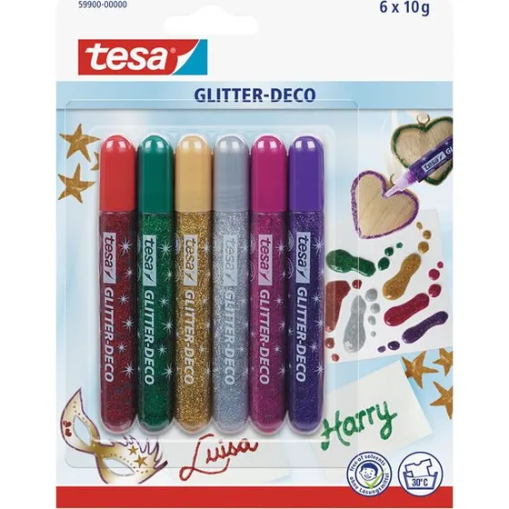 tesa Glitter-Deco Classic Colors 6er-Pack