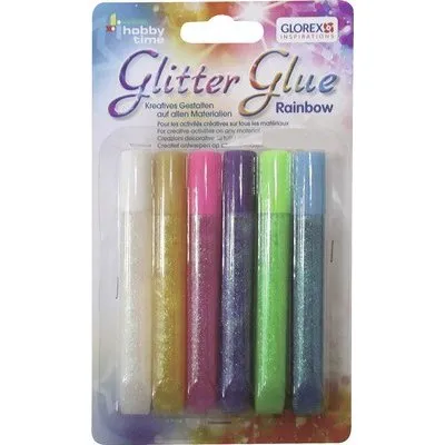 Glorex Glitterglue Stifte 6x10,5 ml lila, blau, grn, rot, gold, silber