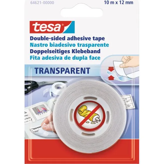 tesa film Doppelseitiges Klebeband 12 mm x 10 m transparent