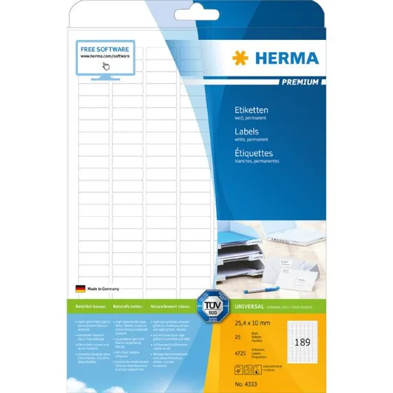HERMA Universal-Etiketten PREMIUM, 63,5 x 33,9 mm, weiß