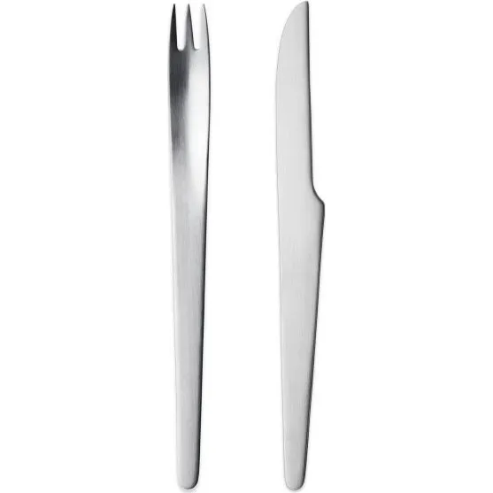 Georg Jensen Arne Jacobsen Dessertbesteck 4x Messer 4x Gabel, matt