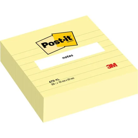 Post-it® Großformat-Notizen Gelb, liniert, 101 x 101 mm, 300 Blatt