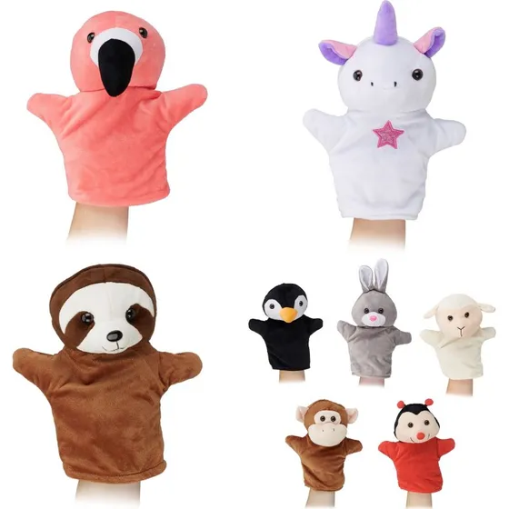 Plüschtiere Handpuppen 8er Set bunt