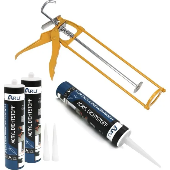 ARLI Kartuschenpresse + 3x Acryl 310 ml weiß