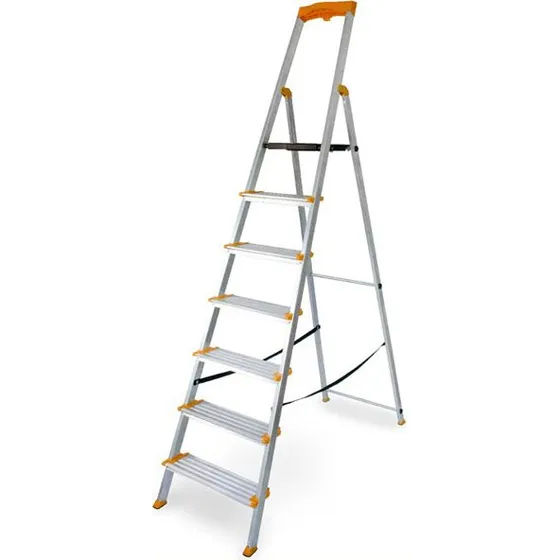 Drabest PRO Aluminium-Trittleiter 7 Stufen 12 cm breit