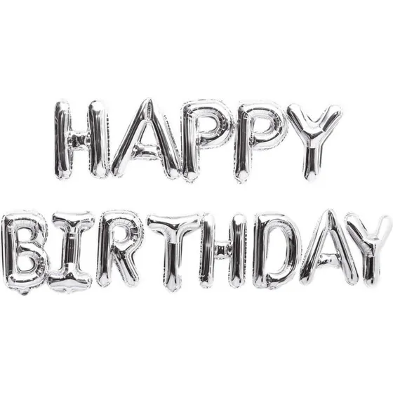RICO DESIGN Folienballon-Set Happy Birthday silber 13-teilig