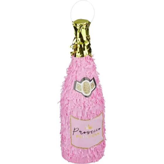 Pinata Sektflasche Rosa/Gold 51 cm