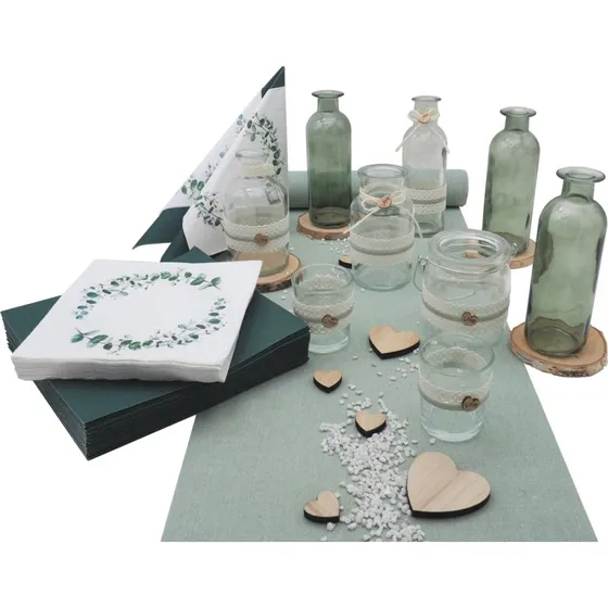 Herz & Salbei Tischdeko Set 20 Personen