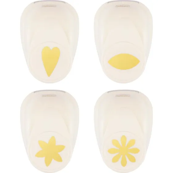 Vaessen Creative Motivstanzer Set Herz Blumenblatt Blume Gänseblümchen 4St