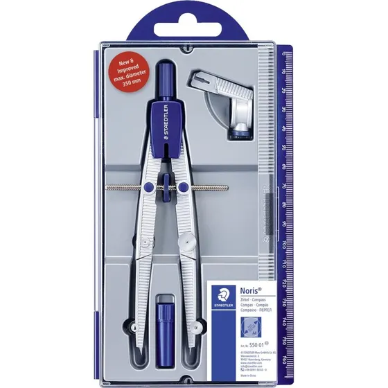 Staedtler® Noris Club® 550 01 Schulzirkel 10x, silber, mit Klappdeckeletui