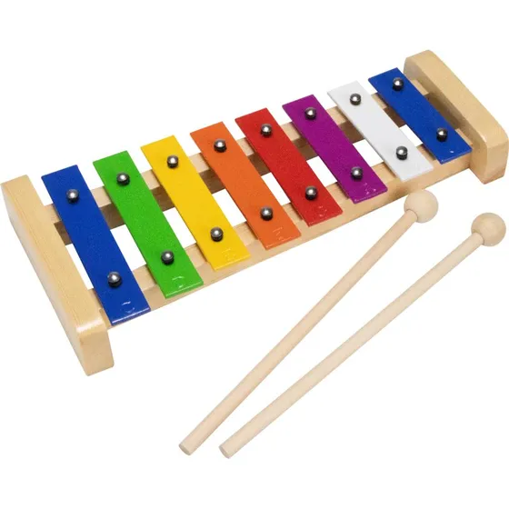 GICO Kinder-Xylophon Holz 8 Töne C-Dur mit Liederbuch & Schlägeln