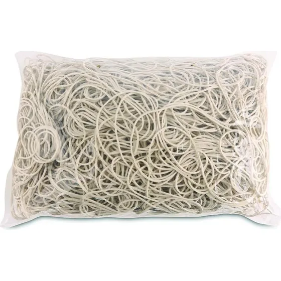 OFFICE PRODUCTS Gummibänder 100 mm, 1,5 x 1,5 mm, 60 % Kautschuk, weiß, 1 kg