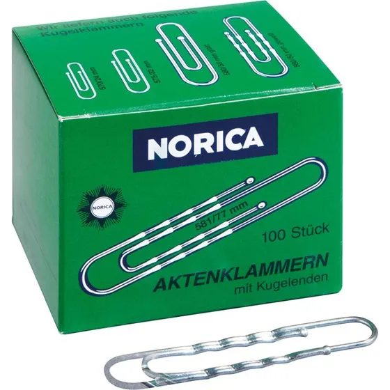 Norica Büroklammern 77 mm gewellt, verzinkt, 100 Stück