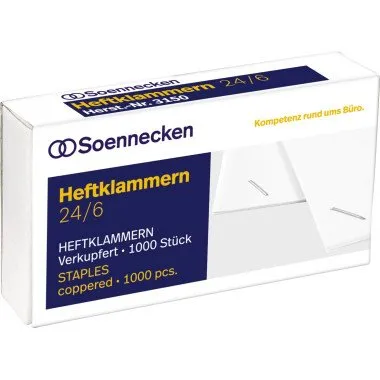 Soennecken Heftklammer 24/6 kupfer, 1000 Stk.