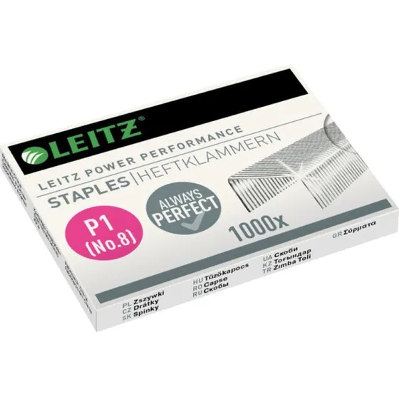 Leitz Heftklammern P1 Nr. 8, 1.000 Stück, verzinkt