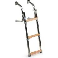 Badeleiter Edelstahl 3 Stufen Holz einholbar