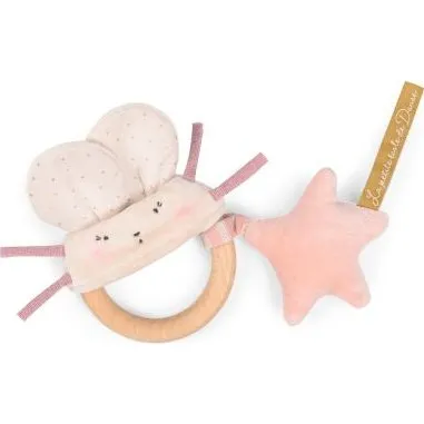 Moulin Roty Rosa Maus Greifring Rassel mit Holzring