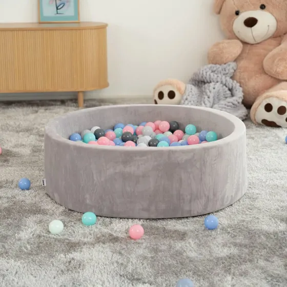 TWIRL Bllebad Samt 100x100 cm Grau inkl. Spielblle