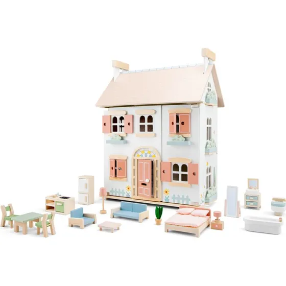 New Classic Toys Holzpuppenhaus mit Möbeln