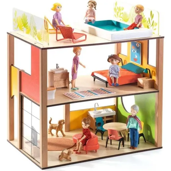 Djeco Puppenhaus City House 3 Etagen mit Pool
