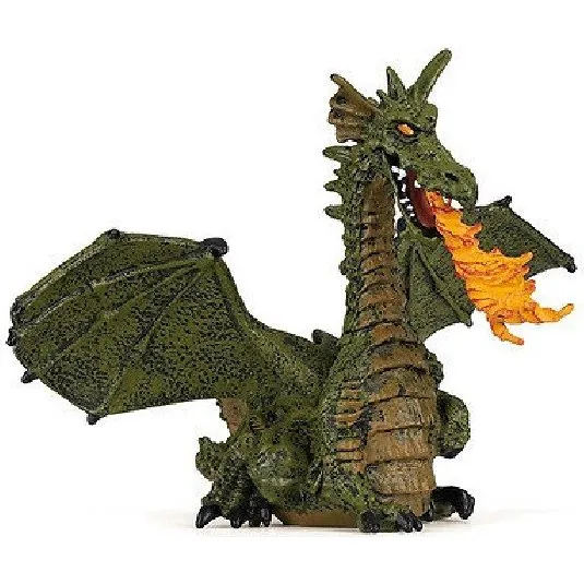Papo Grüner geflügelter Drache mit Flamme 10 cm