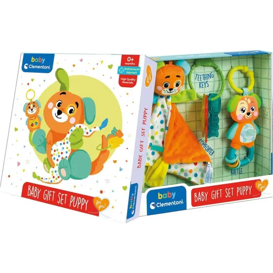 Bc4u Baby-Geschenkset Blau mit Rassel & Kaukissen